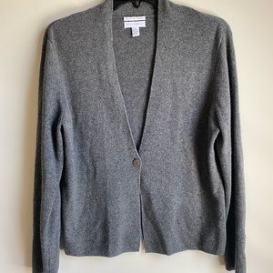 Charter Club Women's Gray 2 Ply 100% Cashmere Cardigan One Button Sweater Medium